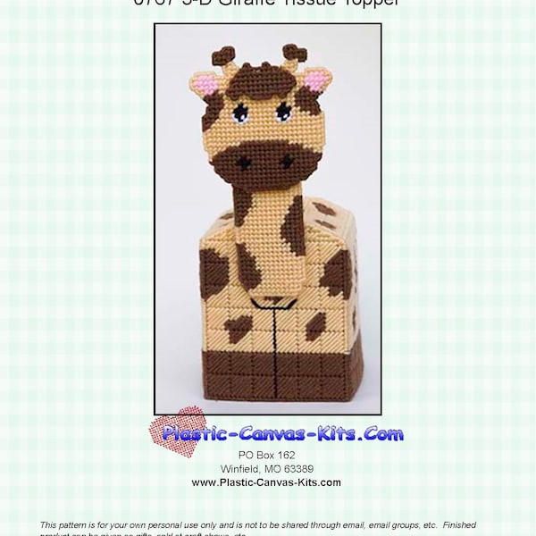 Giraffe 3-D Tissue Topper-Plastic Canvas Pattern-PDF Download