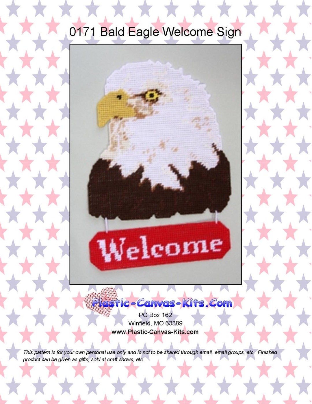 Bald Eagle Signplastic Canvas Patternpdf Download Etsy