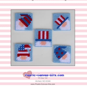 Peeking Patriotic Gnome Magnets-Plastic Canvas Pattern-PDF Download