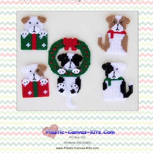 American Bulldog Christmas Ornaments-Plastic Canvas Pattern-PDF Download