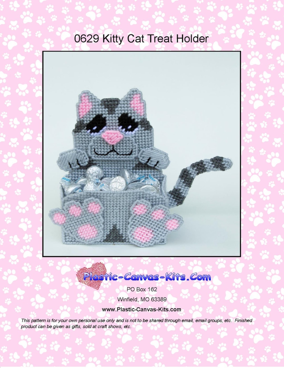 Kitty Cat Treat Holderplastic Canvas Patternpdf Download Etsy