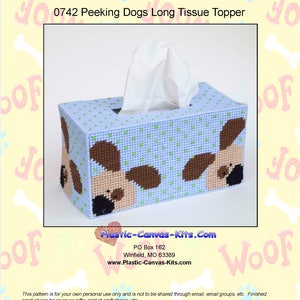Peeking Dogs Long Style Tissue Topper-Plastic Canvas Pattern-PDF Download