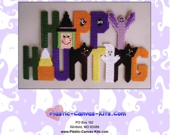 Halloween-Happy Haunting Wall Hanging-Plastic Canvas Pattern-PDF Download