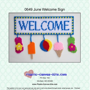 June/Summer Welcome Sign-Plastic Canvas Pattern-PDF Download