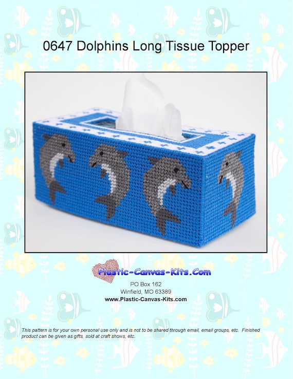 Dolphins Long Tissue Topper  Plastic canvas patterns, Plastic