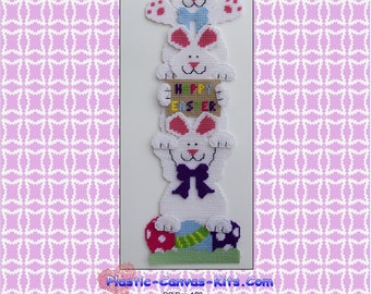 Easter Bunny Stack Wall Hanging-Plastic Canvas Pattern-PDF Download