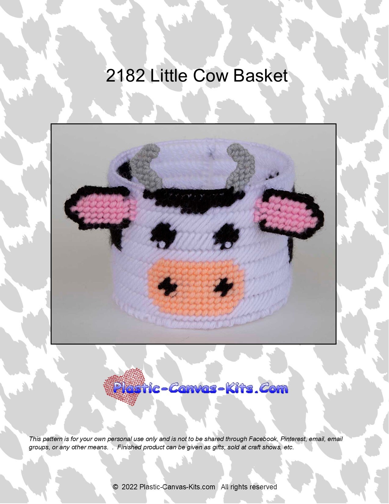 Little Cow Basket-plastic Canvas Pattern-pdf Download - Etsy