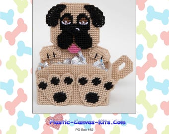 Pug Dog Treat Holder-Plastic Canvas Pattern-PDF Download