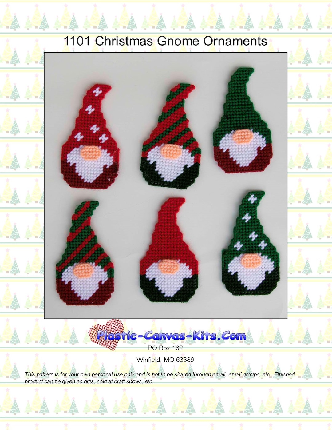 Gnome Christmas Ornaments-plastic Canvas Pattern-pdf Download 