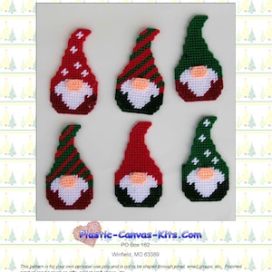 Gnome Christmas Ornaments-Plastic Canvas Pattern-PDF Download