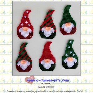 Adornos navideños de gnomos-Patrón de lienzo de plástico-Descarga PDF