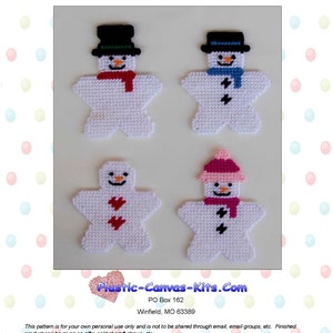 Snowman Star Christmas Ornaments-Plastic Canvas Pattern-PDF Download