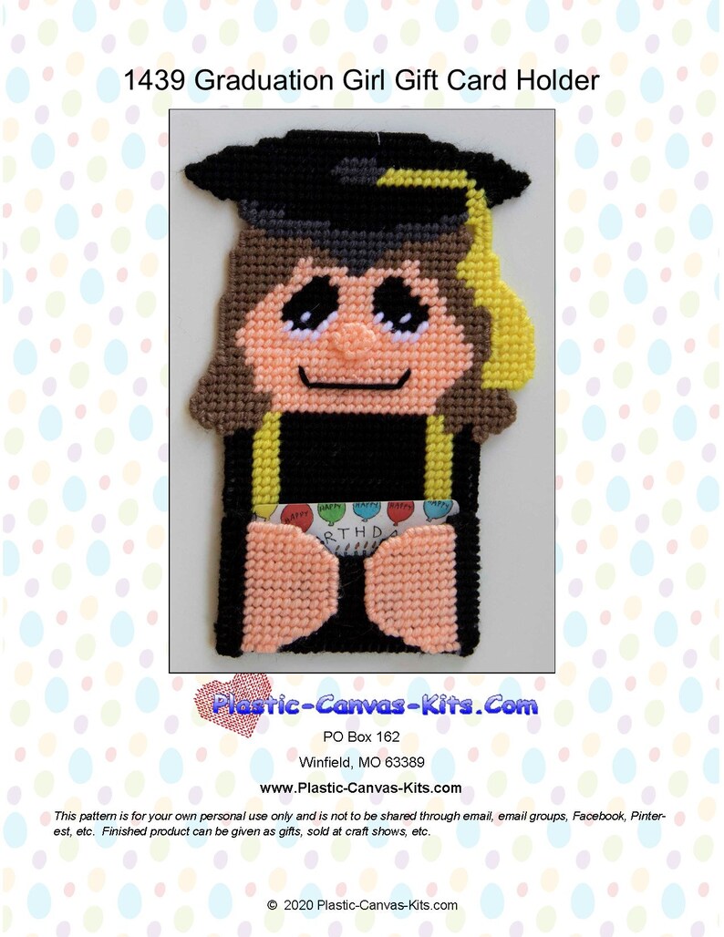 Graduation Girl Gift Card Holderplastic Canvas Patternpdf Etsy