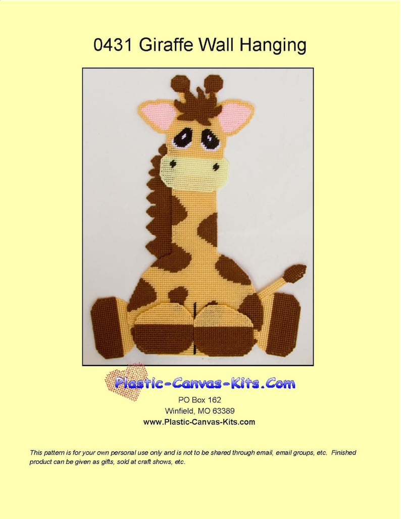 Giraffe Wall Hangingplastic Canvas Patternpdf Download Etsy
