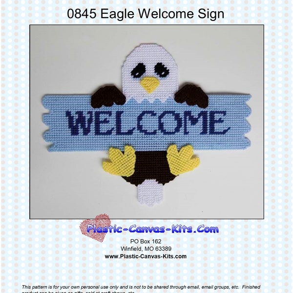 Cute Eagle Welcome Sign-Plastic Canvas Pattern-PDF Download