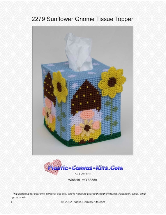 Sunflower Gnome Tissue Topper-plastic Canvas Pattern-pdf Download 