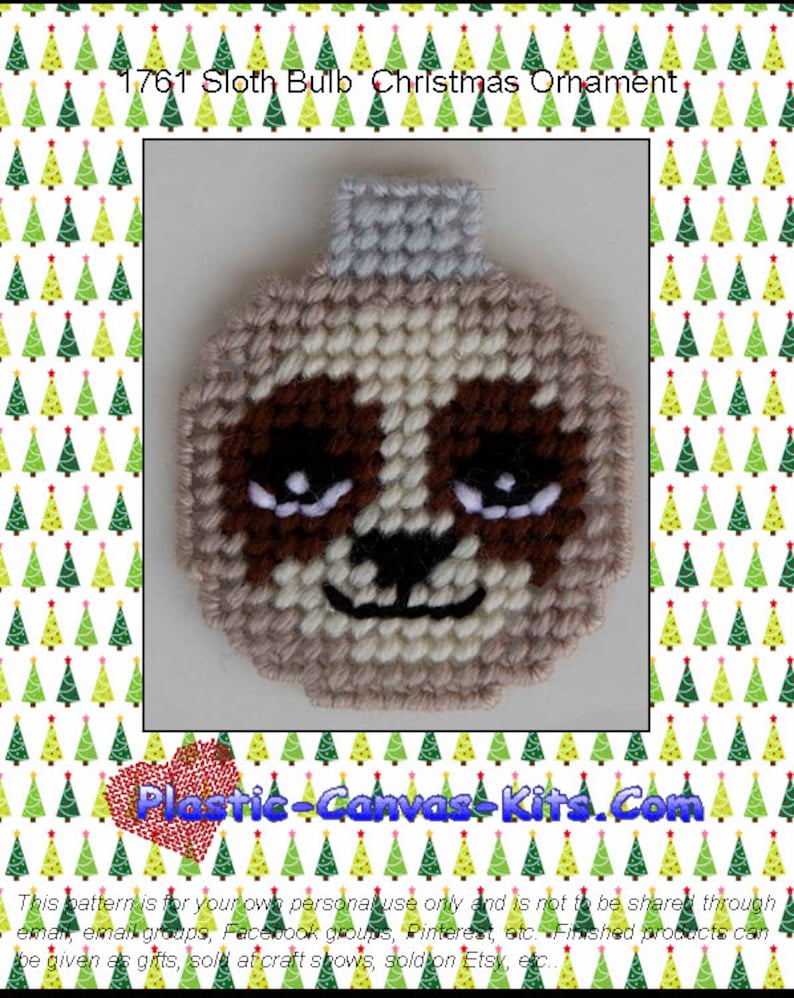 Sloth Bulb Christmas Ornament-plastic Canvas Pattern-pdf - Etsy