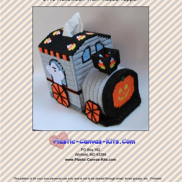 Halloween Train Tissue Topper-Plastic Canvas Pattern-PDF Télécharger