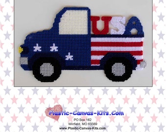 Patriotic Truck Wall Hanging-Fourth of July-Plastic Canvas Pattern-PDF Download