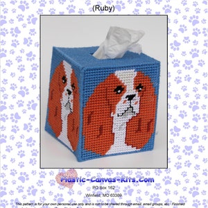 Cavalier Spaniel (Ruby) Dog Tissue Topper-Plastic Canvas Pattern-PDF Download