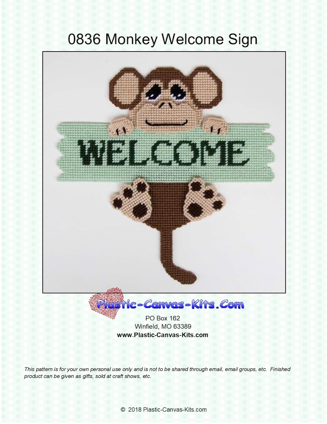 monkey-welcome-sign-plastic-canvas-pattern-pdf-download-etsy