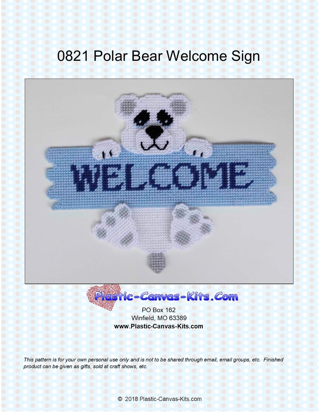 Polar Bear Welcome Sign-plastic Canvas Pattern-pdf Download (Instant