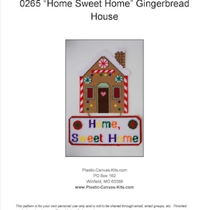 Gingerbread House Wall Hanging &quot;Home Sweet Home&quot;-Christmas-Plastic Canvas Pattern-PDF Download
