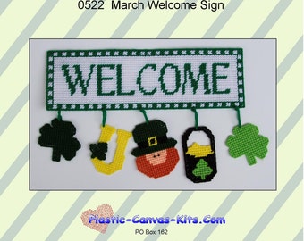 St. Patrick's Day Welcome Sign-Plastic Canvas Pattern-PDF Download