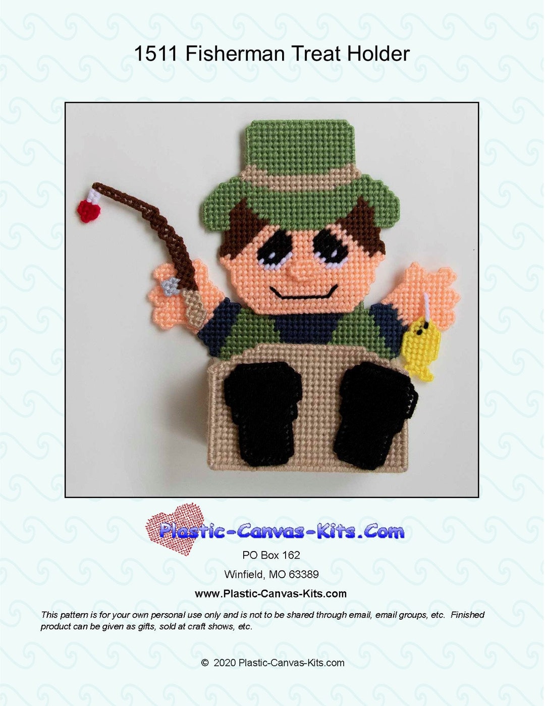 Fisherman-fishing-treat Holder-plastic Canvas Pattern-pdf Download - Etsy