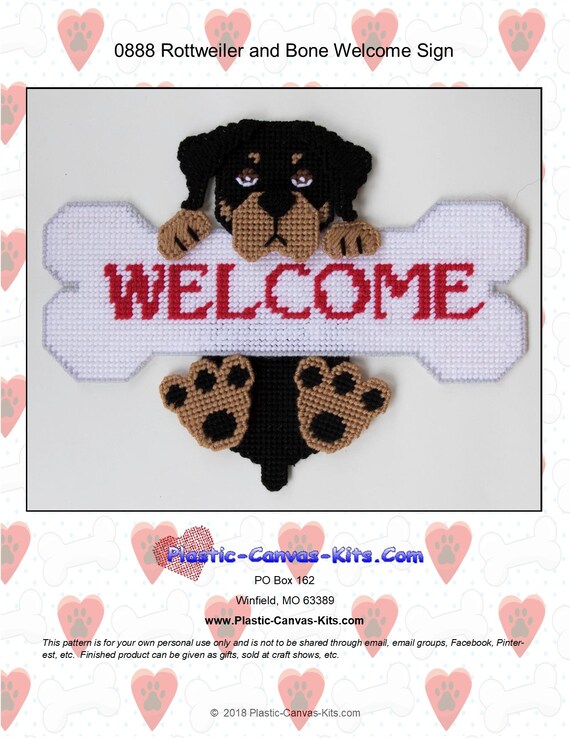 Rottweiler Dog BonePlastic Canvas PatternPDF Etsy