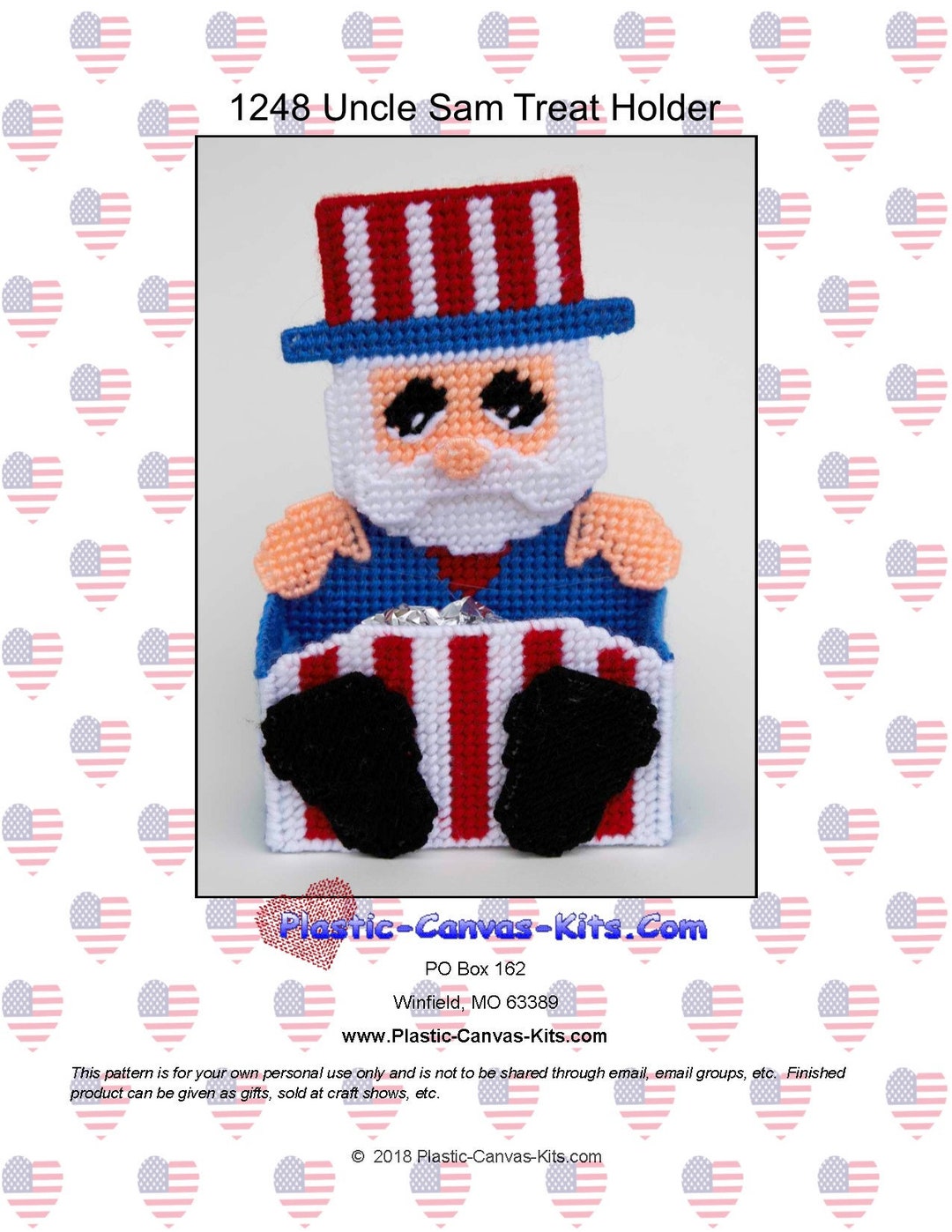 Uncle Sam Treat Holder-patriotic-4th of July-plastic Canvas