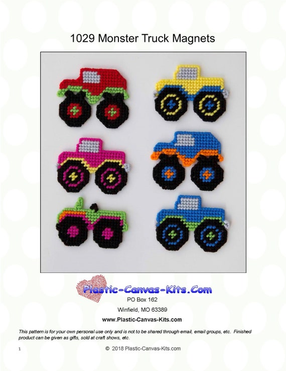 Monster Truck Magnets-plastic Canvas Pattern-pdf Download - Etsy