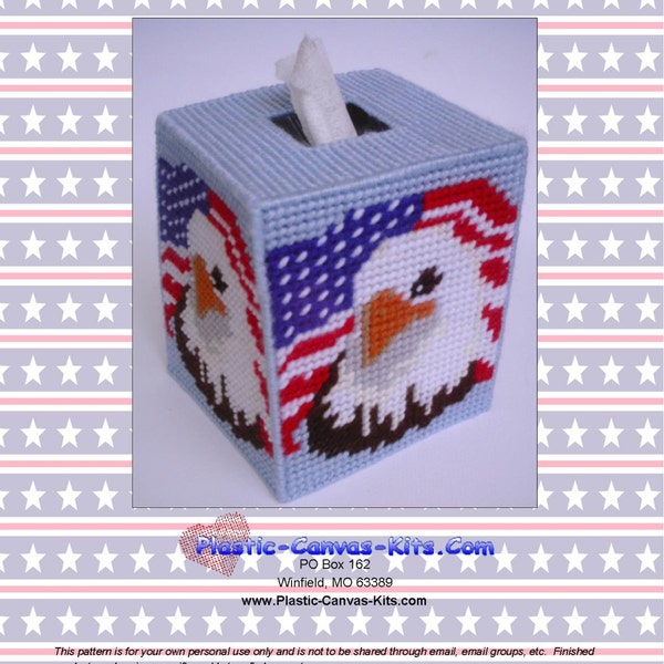 Patriotic Eagle Tissue Topper-Plastic Canvas Pattern-PDF Download