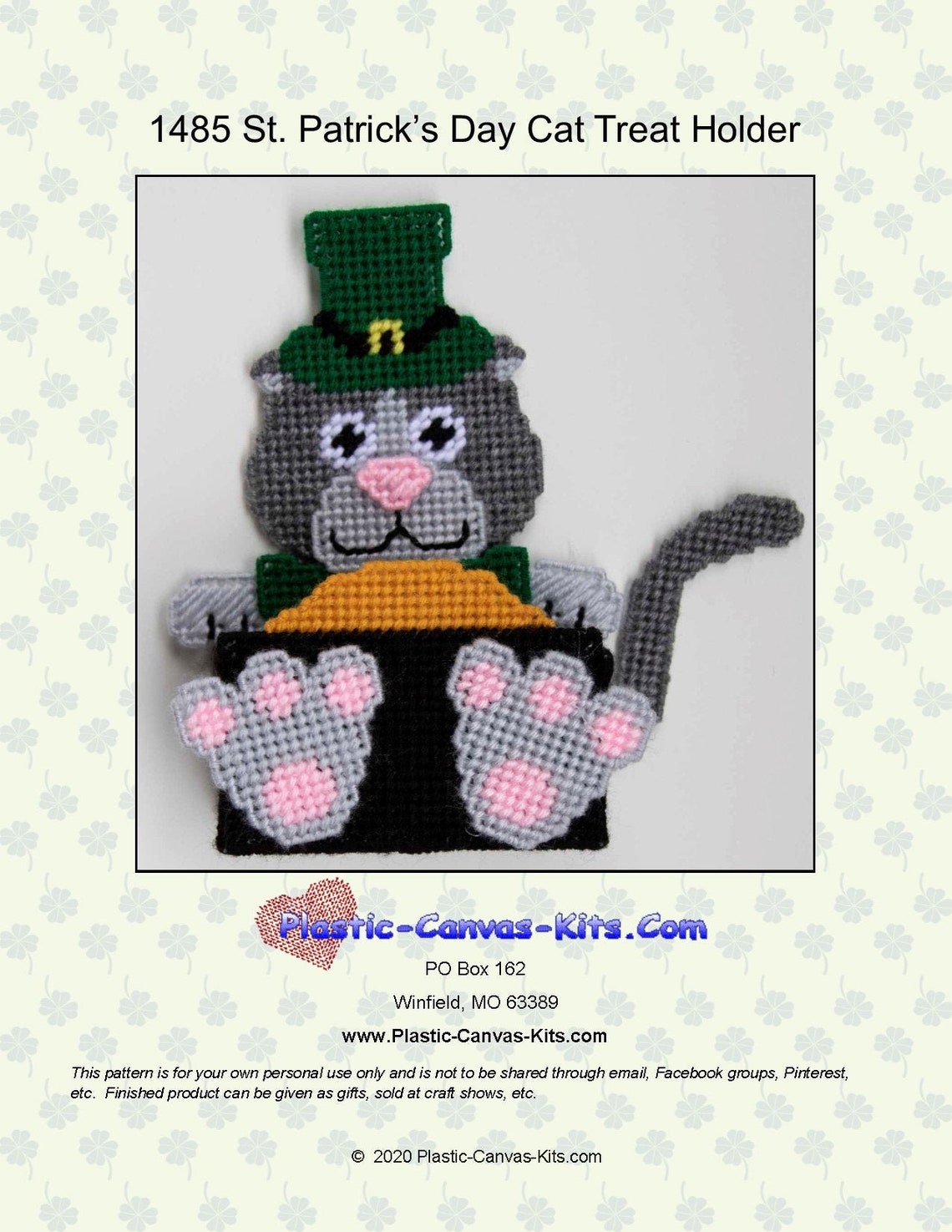 St. Patrick's Day Cat Treat Holderpdf Downloadplastic Etsy
