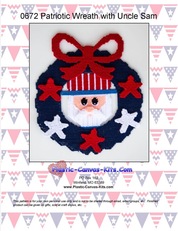 Uncle Sam Treat Holder Patriotic//4th of July-Plastic Canvas Pattern or Kit