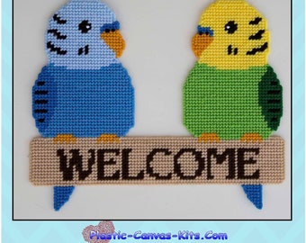 Parakeet Welcome Sign-Plastic Canvas Pattern-PDF Download
