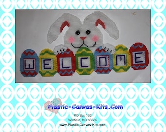 Easter Bunny Welcome Sign-Plastic Canvas Pattern-PDF Download