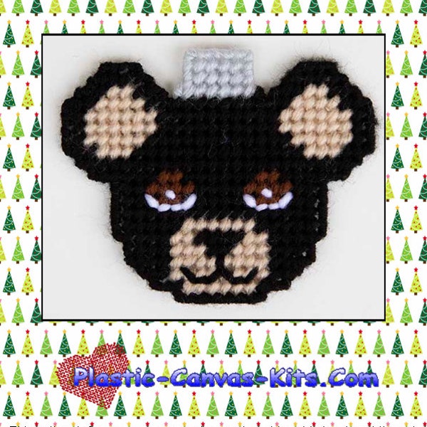 Black Bear Bulb Christmas Ornament-Plastic Canvas Pattern-PDF Download