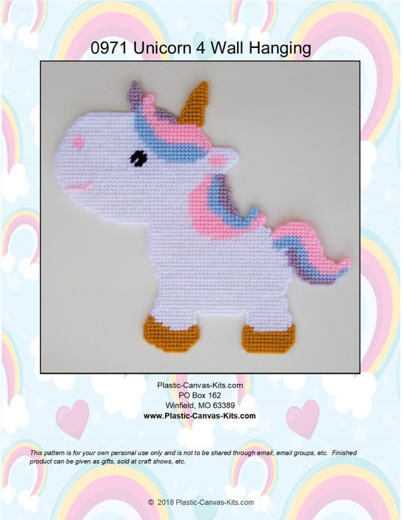Unicorn 4 Wall Hanging-Plastic Canvas Pattern or Kit