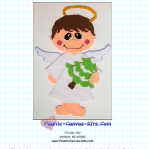 Angel with Christmas Tree Wall Hanging-Plastic Canvas Pattern-PDF Download