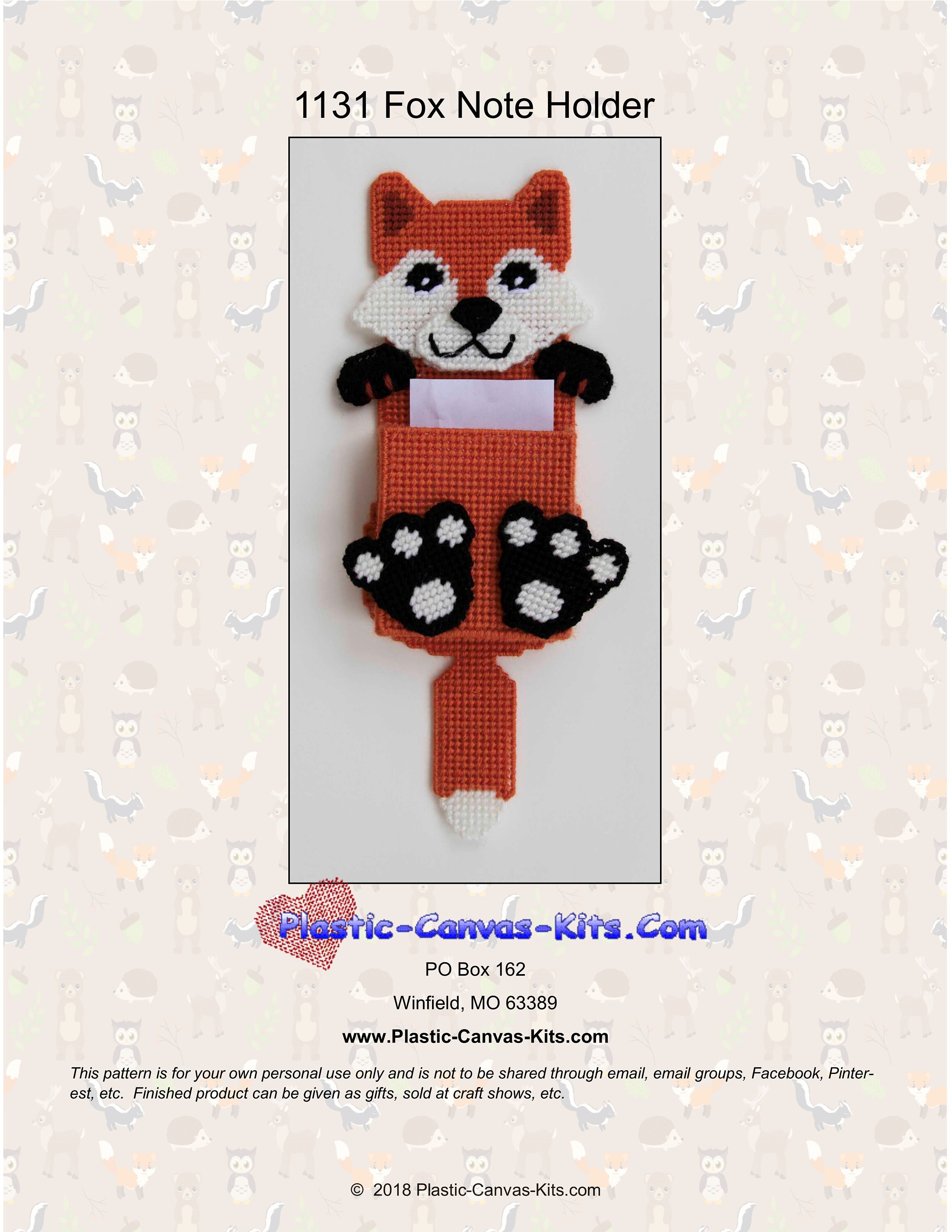 Notelets With Fox Pattern Fox Magnetic Note Holder-noteholder-plastic Canvas Pattern-pdf Download ...