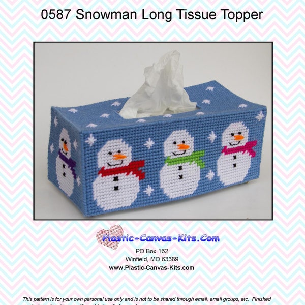 Bonhomme de neige Long Tissue Topper-Plastic Canvas Pattern-PDF Download