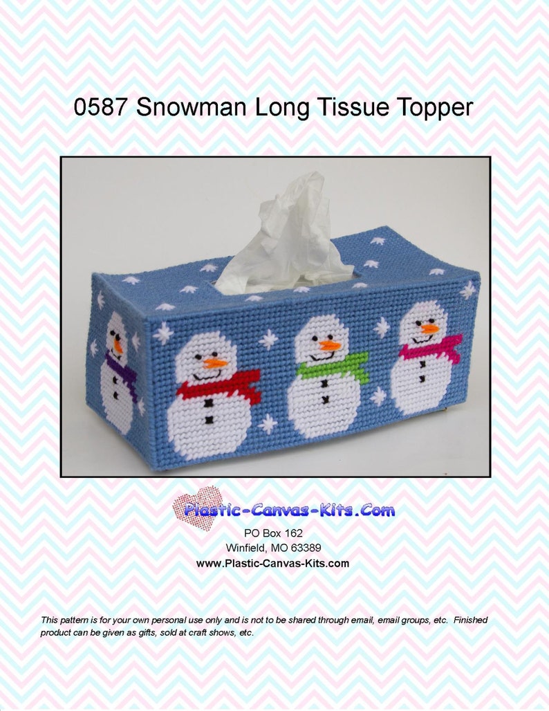 Snowman Long Tissue Topper-Plastic Canvas Pattern-PDF Download image 1