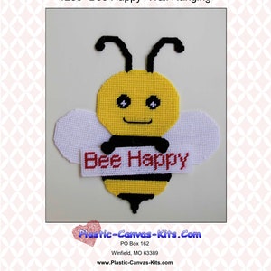Bee Happy Wall Hanging-Plastic Canvas Pattern-PDF Download