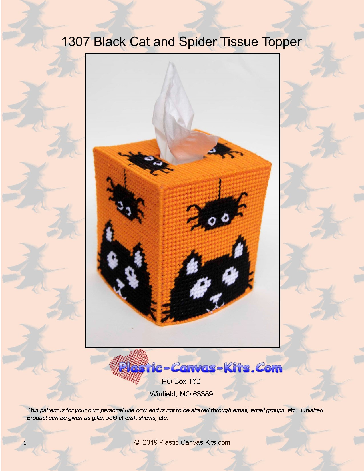 Halloween Haunted House Tissue Topper-Plastic Canvas Pattern or Kit 