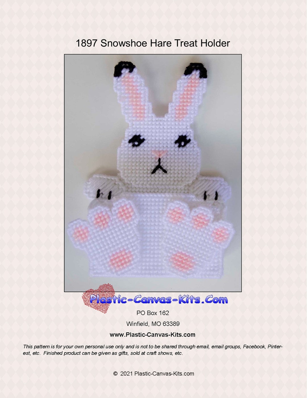 Snowshoe Hare/arctic Rabbit Treat Holder-plastic Canvas Pattern-pdf ...