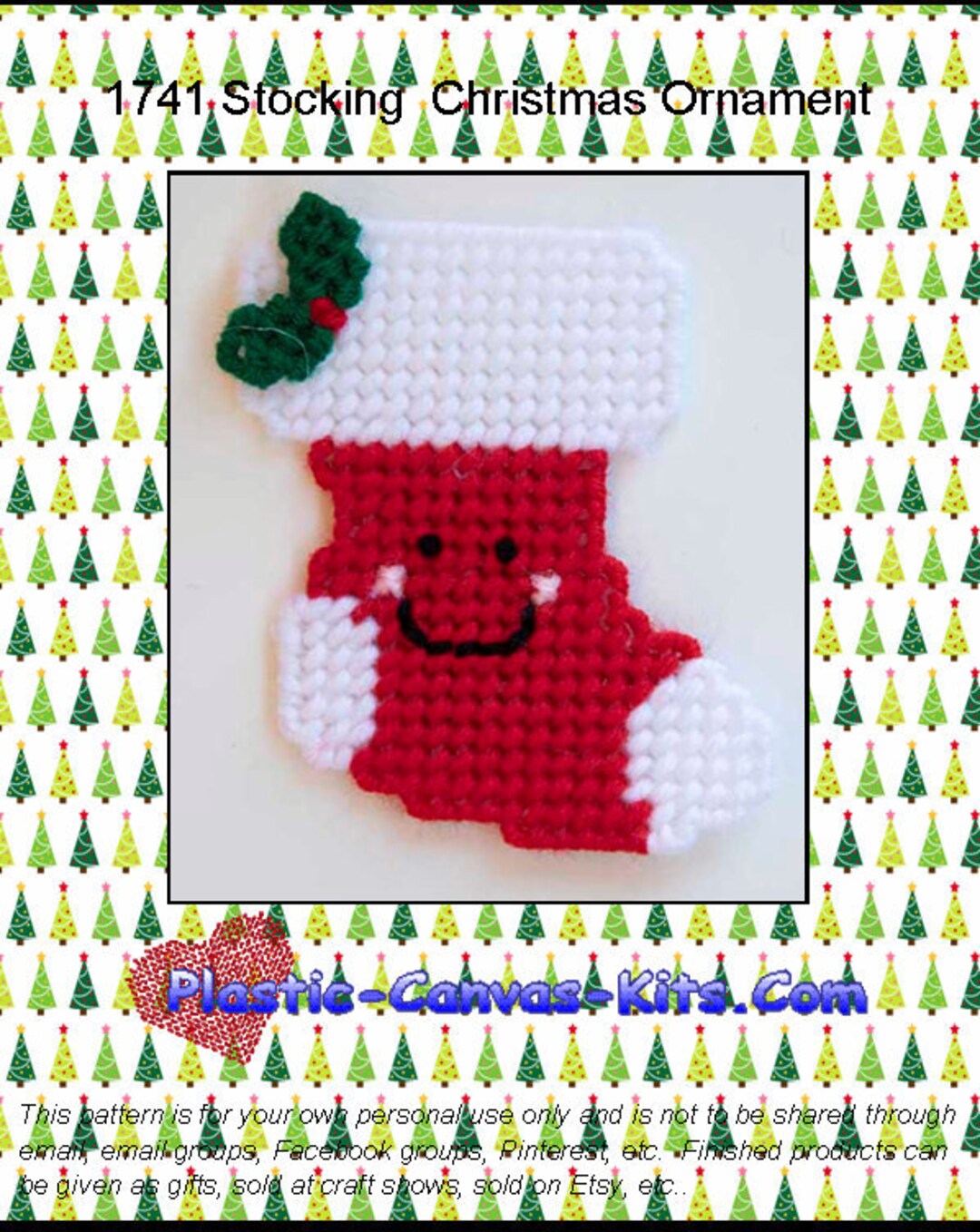 Stocking Christmas Ornament-plastic Canvas Pattern-pdf Download - Etsy