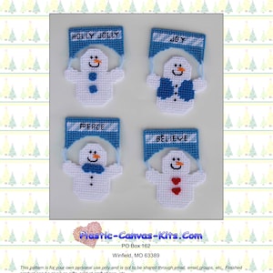 Snowman Christmas Ornaments-Plastic Canvas Pattern-PDF Download