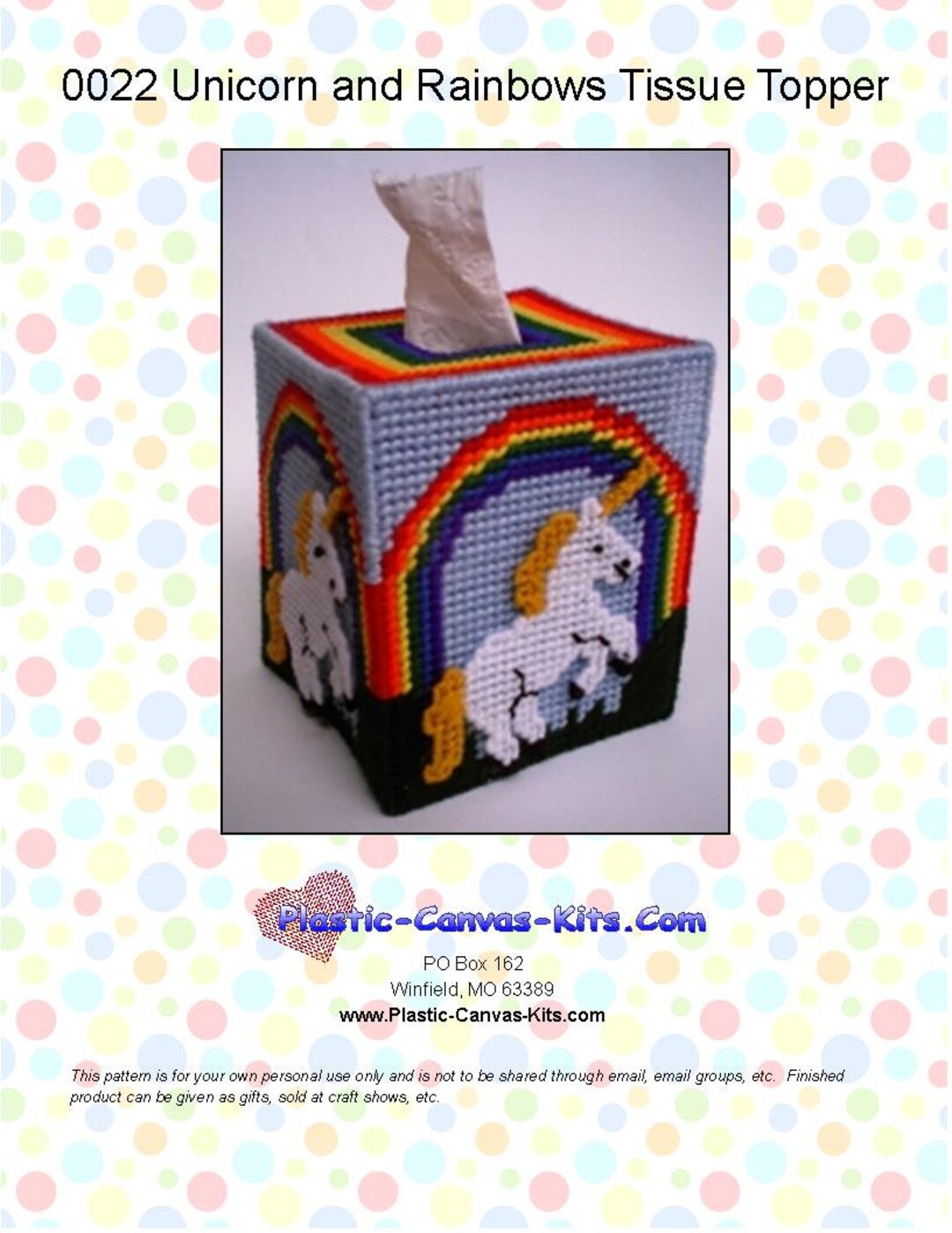 Unicorn and Rainbows Tissue Topper-plastic Canvas Pattern-pdf Download - Etsy