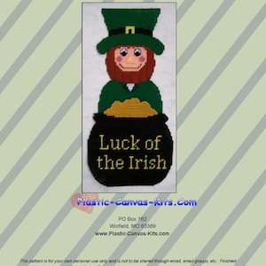 Luck of the Irish Leprechaun Wall Hanging-Plastic Canvas Pattern-PDF Download
